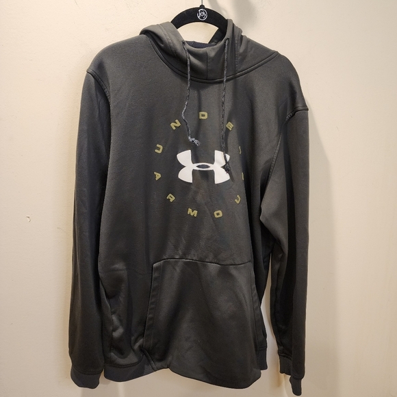 Under Armour Cold Gear men's Olive Green Loose hooded Sweatshirt size L - Picture 8 of 8